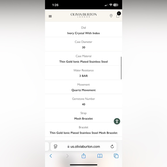 30mm Wonderlust Ivory & Gold Mesh Watch, brand new comes with box. - Picture 8 of 8